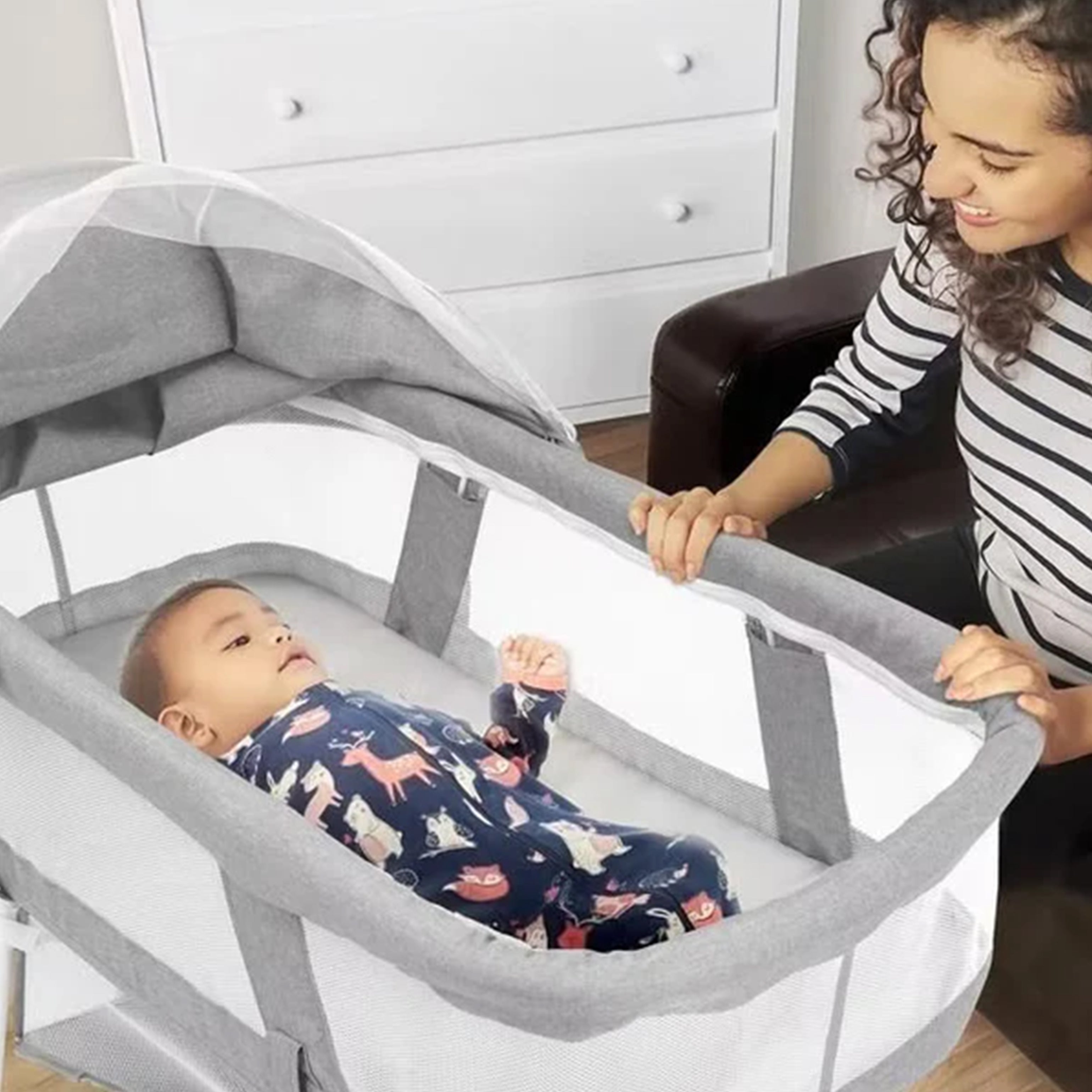 3 in 1 Portable Baby Sleeper Rocking Cradle Bed - HOCC