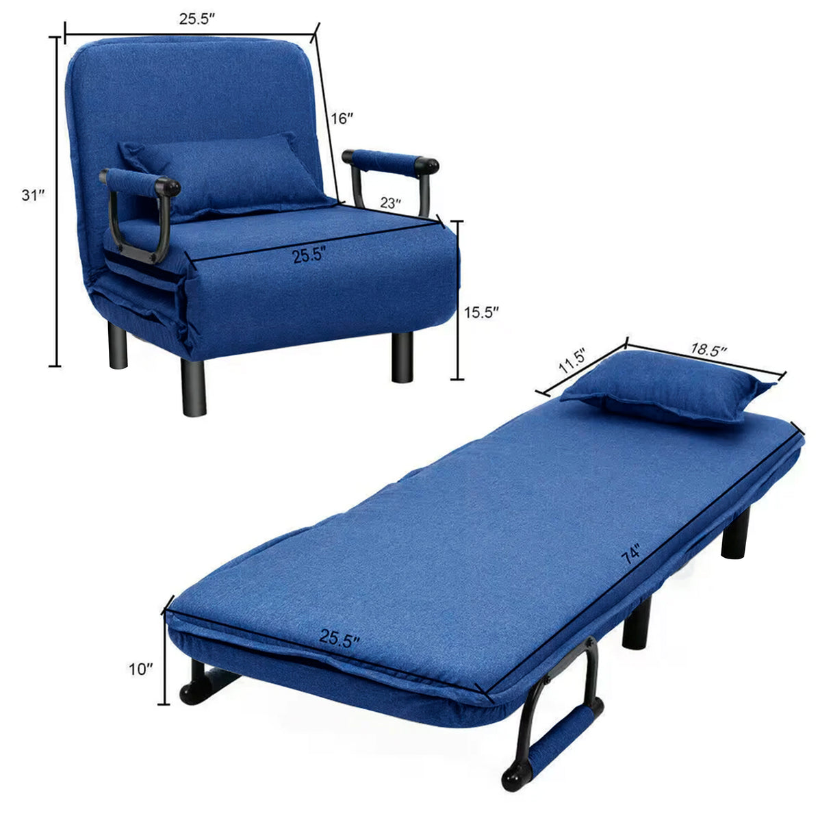 Convertible Sofa Bed Dark Blue