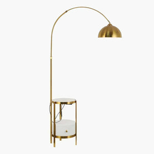 Buy Affordable Sleek Fusion Arched Metal and Marble Floor Lamp with Integrated Side Table in Dubai - UAE | Cheap Price