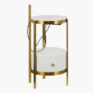 Buy Affordable Sleek Fusion Arched Metal and Marble Floor Lamp with Integrated Side Table in Dubai - UAE | Cheap Price