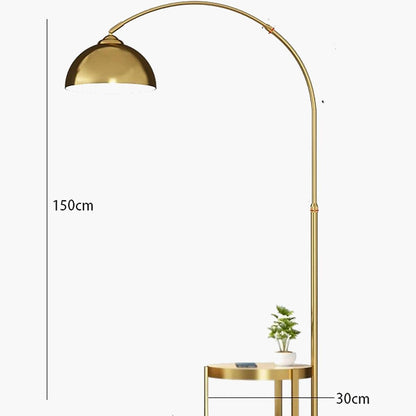 Sleek Fusion: Arched Metal and Marble Floor Lamp with Integrated Side Table, Shop online home decor, furniture, sofa, bed sheet, baby product, pet products, lamp, lights, deco items, decoration, cute home decor, best online shopping, uae, dubai, sharjah, 