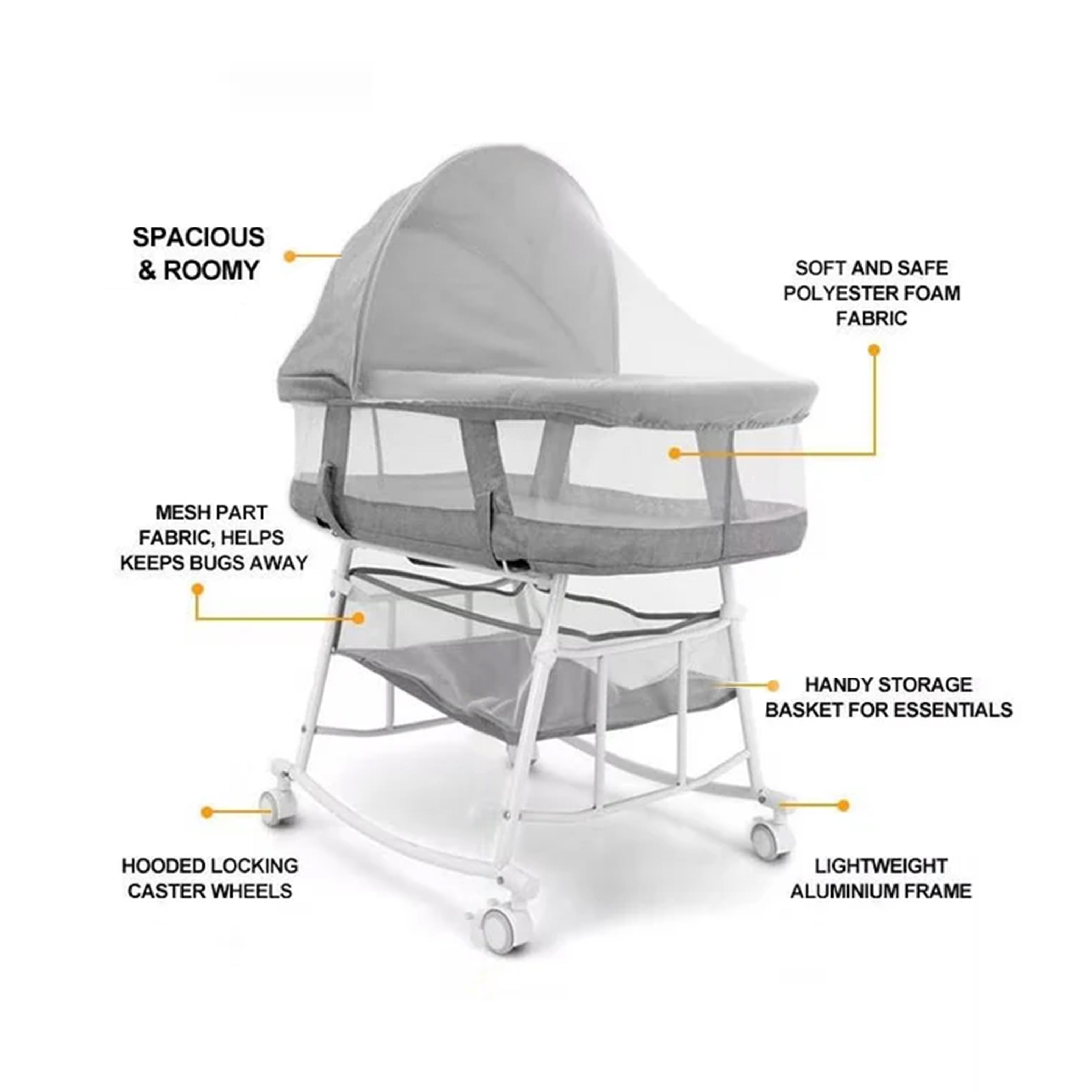 3 in 1 Portable Baby Sleeper Rocking Cradle Bed - HOCC