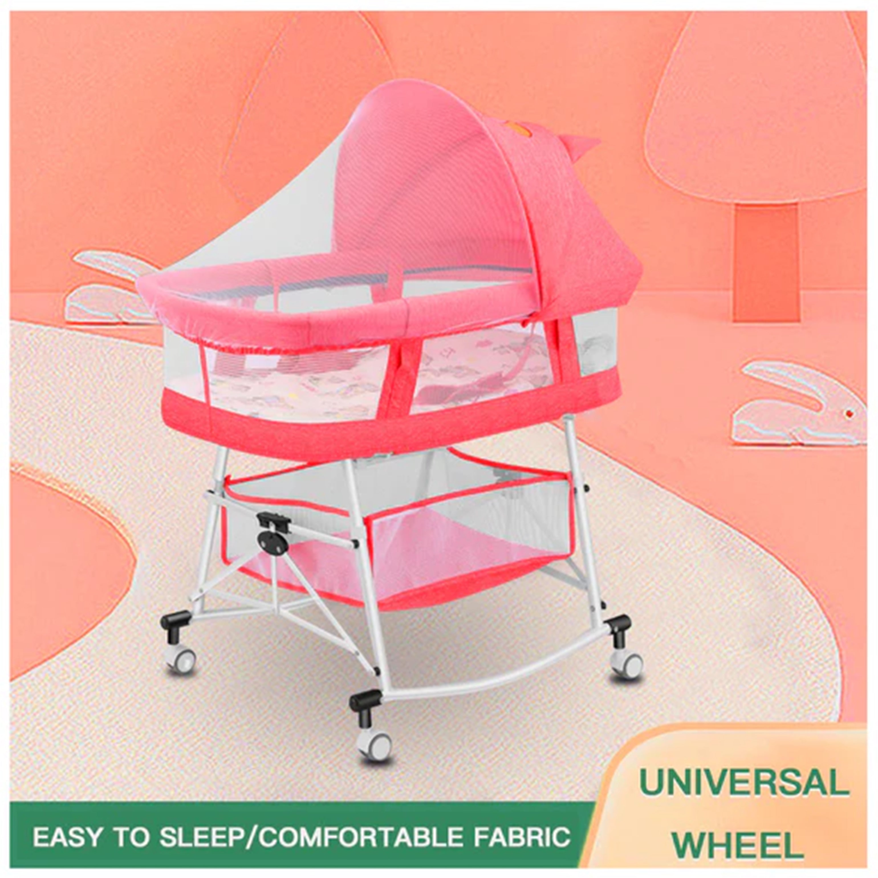 3 in 1 Portable Baby Sleeper Rocking Cradle Bed - HOCC