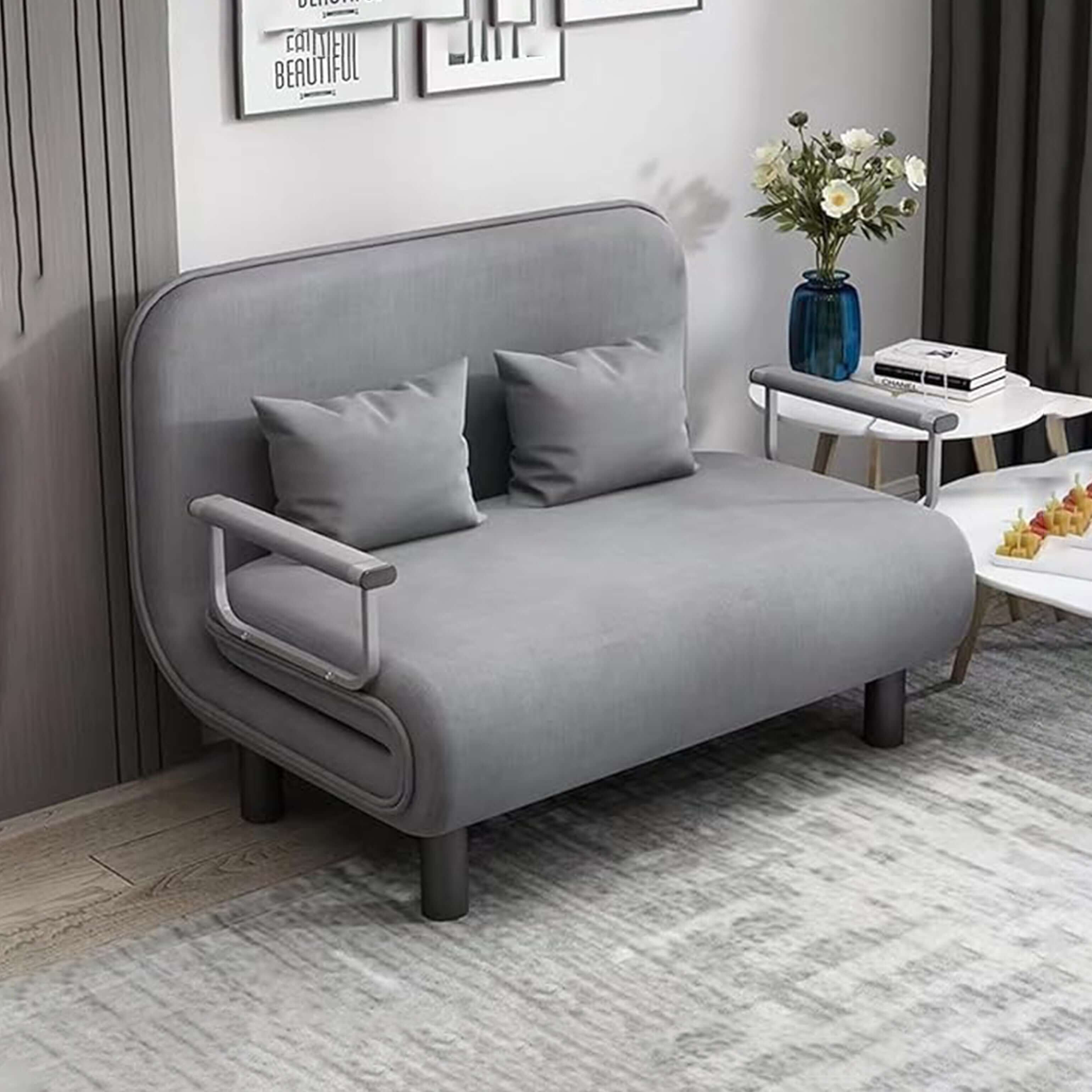 2-Seater Convertible Sofa Bed (Grey) - HOCC