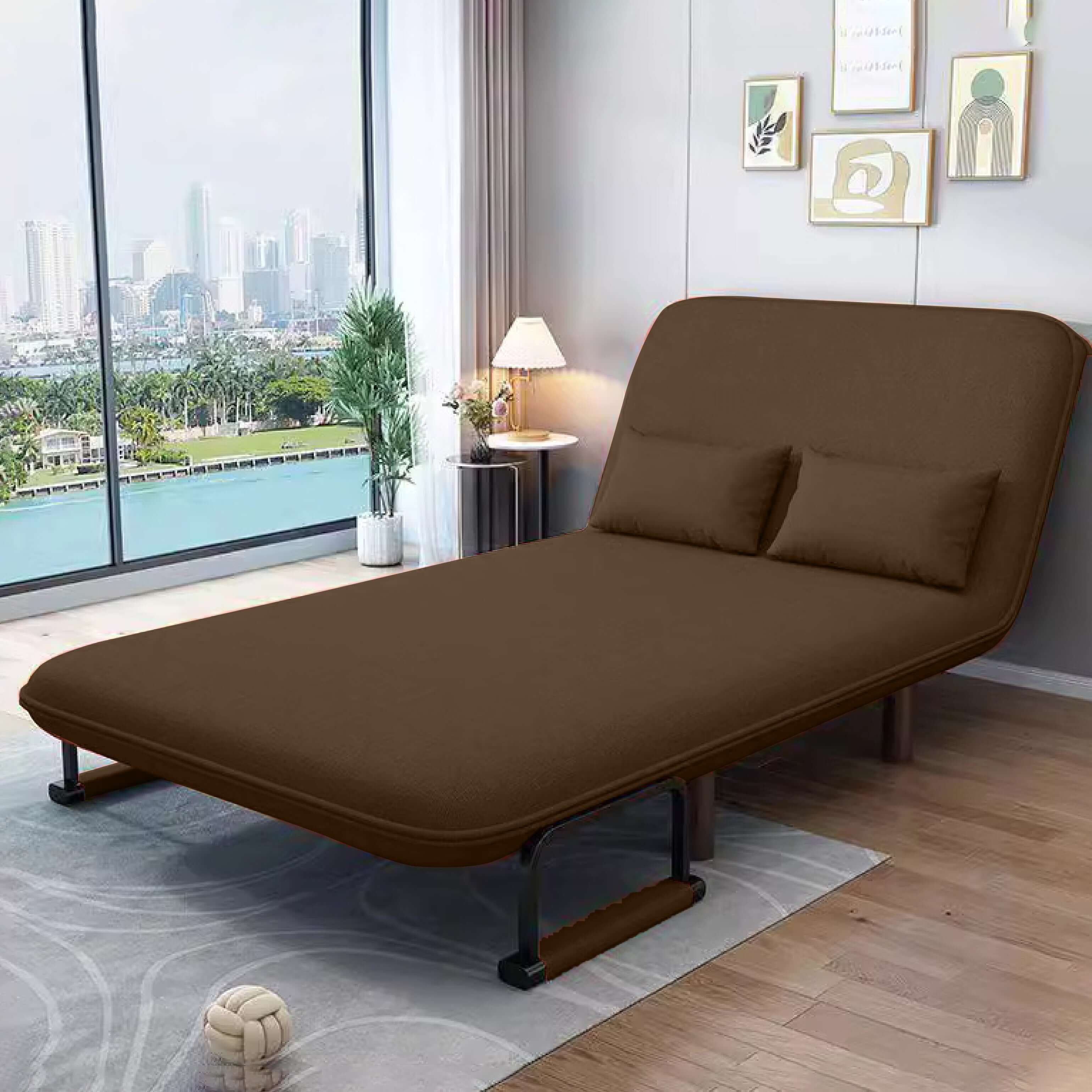 2-Seater Convertible Sofa Bed (Coffee) - HOCC