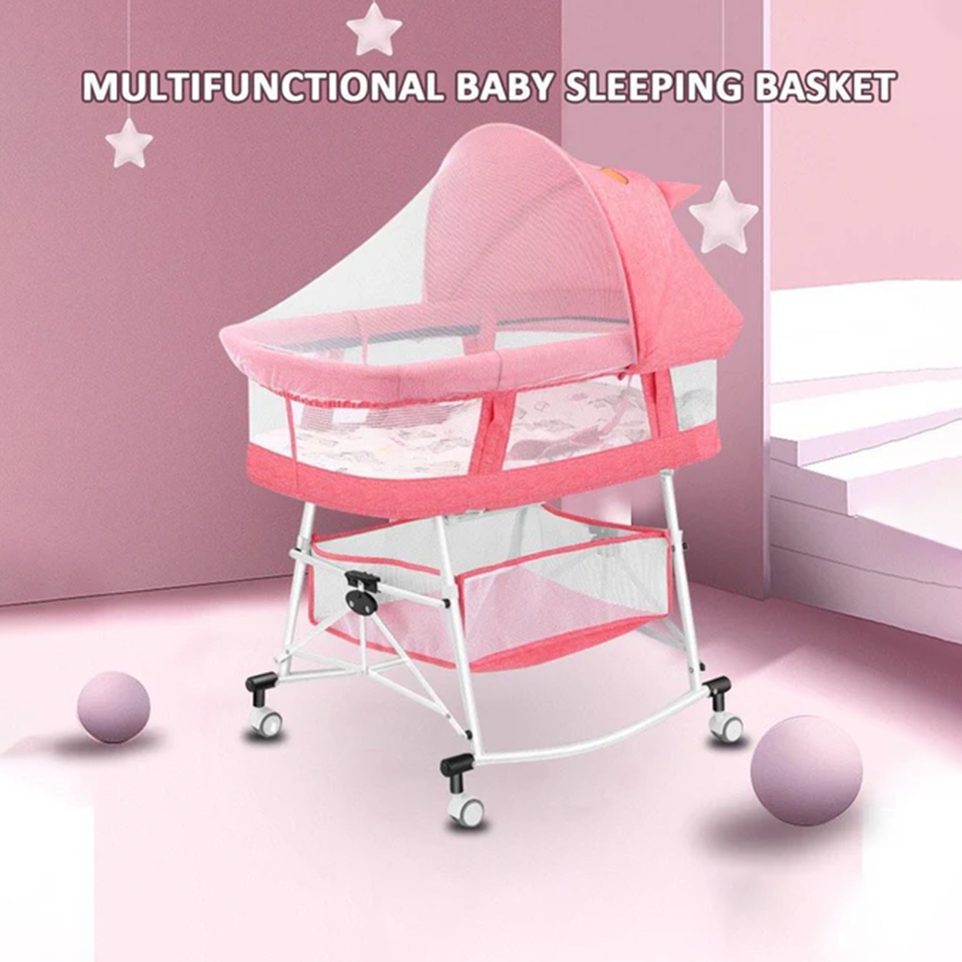 3 in 1 Portable Baby Sleeper Rocking Cradle Bed - HOCC