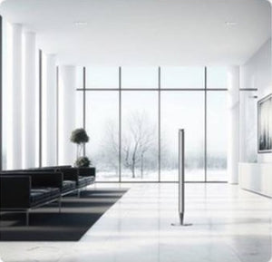 3004 V900L Floor-Standing Aroma Diffuser – Frosted Silver – diffuser in a bright VIP lounge with snowy view