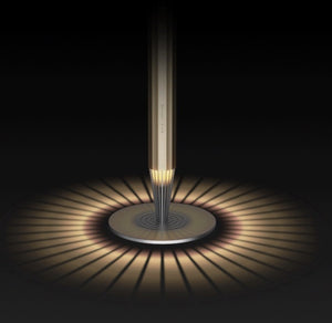 3004 V911M Floor-Standing Aroma Diffuser – Frosted Gold – lit base casting a radial light ring (V911 series shown)