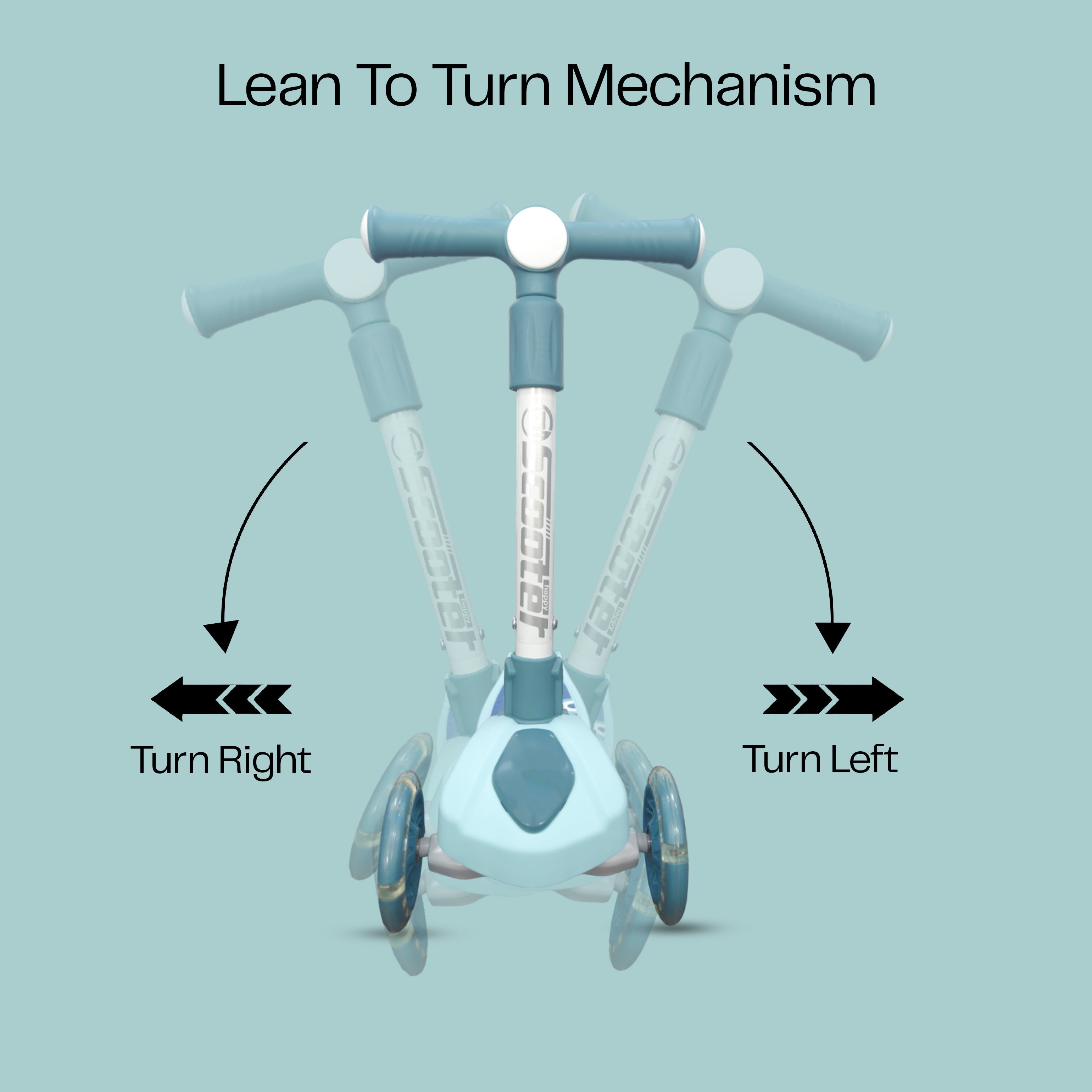 Kids' Scooter with LED Lights and 3-Level Height Adjustment - Blue - HOCC