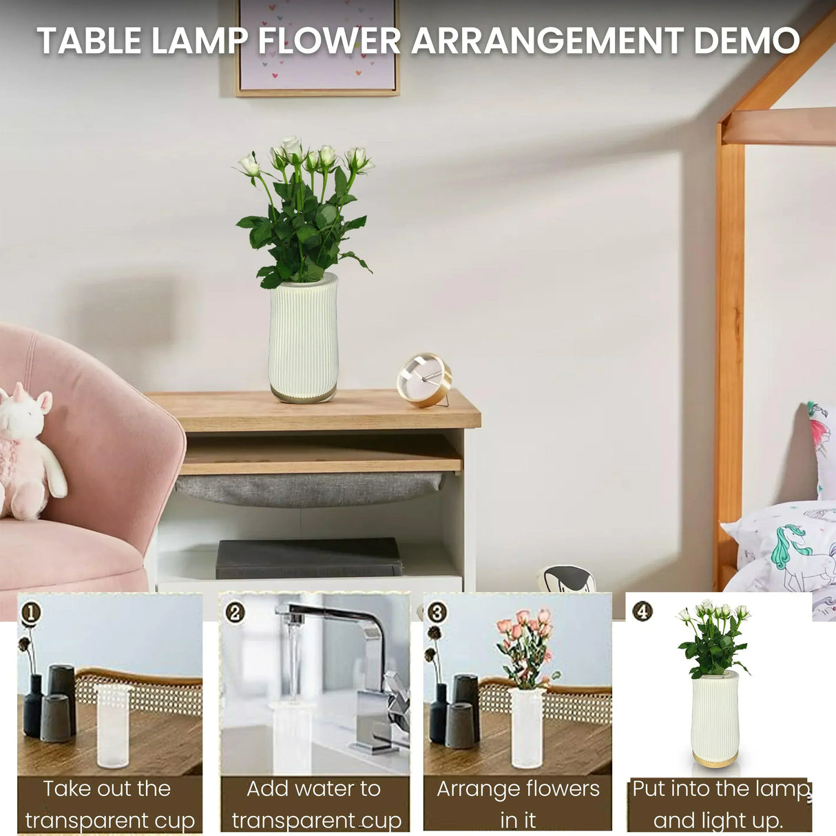 2 in 1 Table Lamp & Flower Vase - Line Design - HOCC
