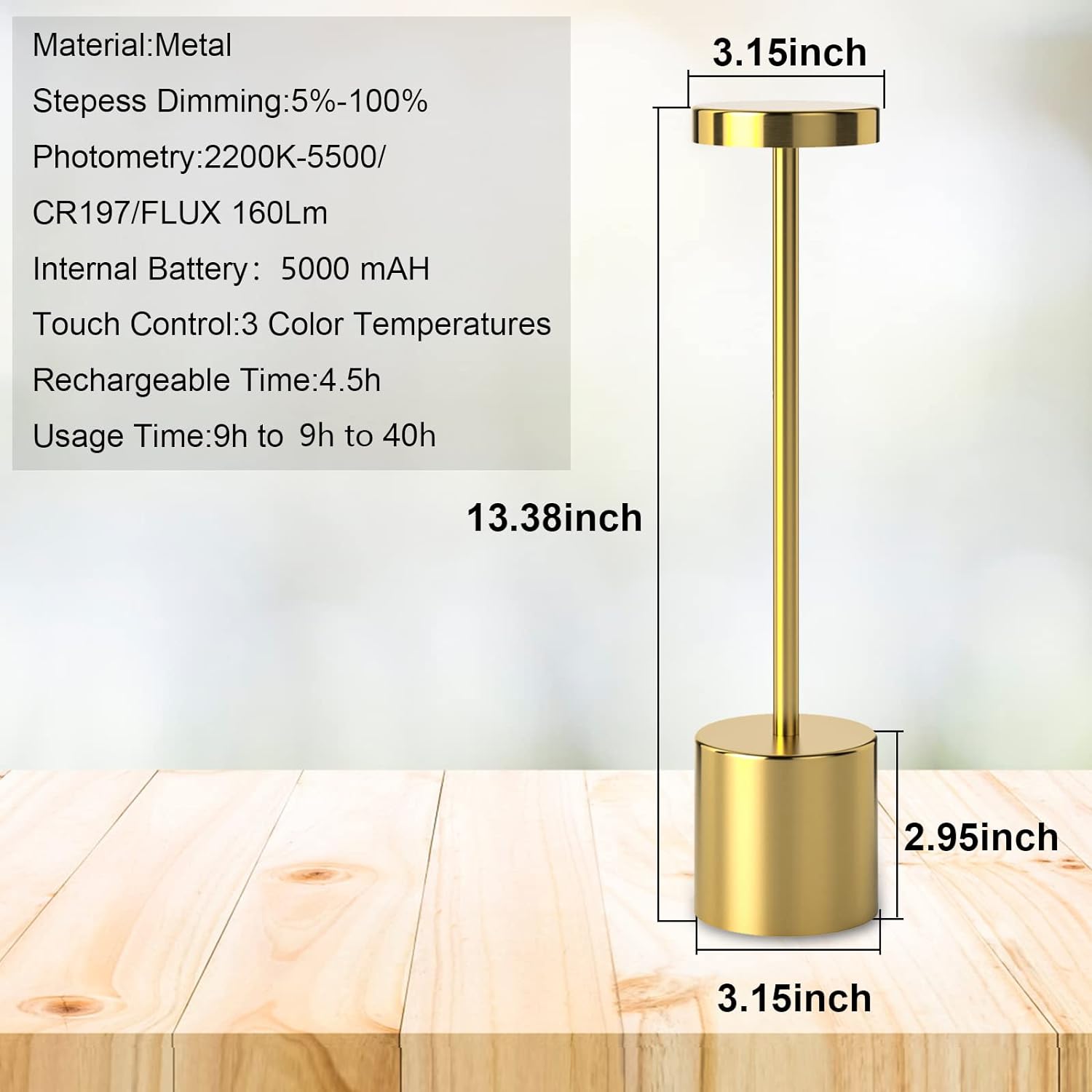 Touch Sensor Table Lamp Gold - HOCC