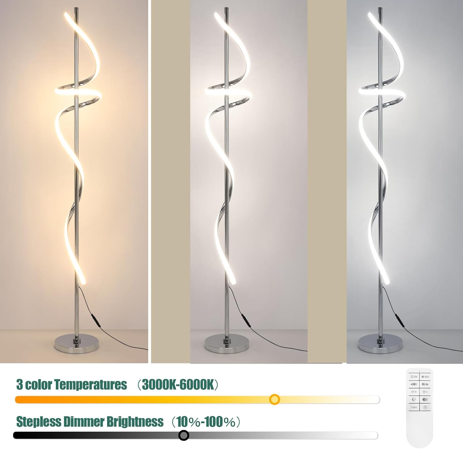 Modern Silver LED Standing Floor Lamp - HOCC