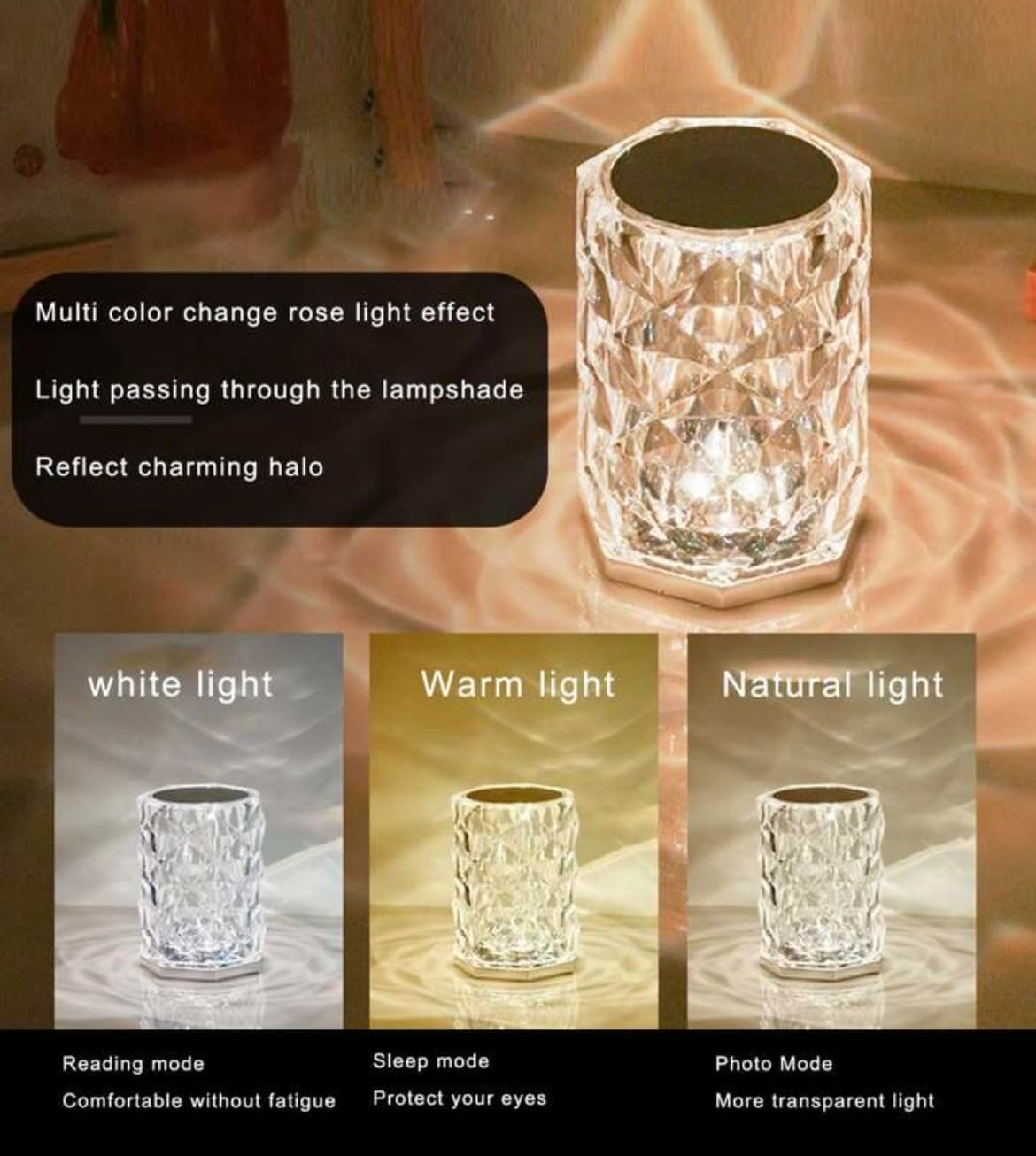 Crystal Touch Table Lamp LED Night Light - HOCC