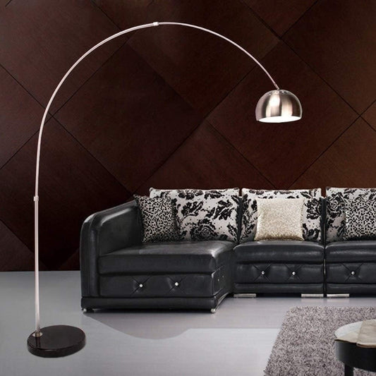 Contemporary Style Metal Arc Lamp With Marble Base