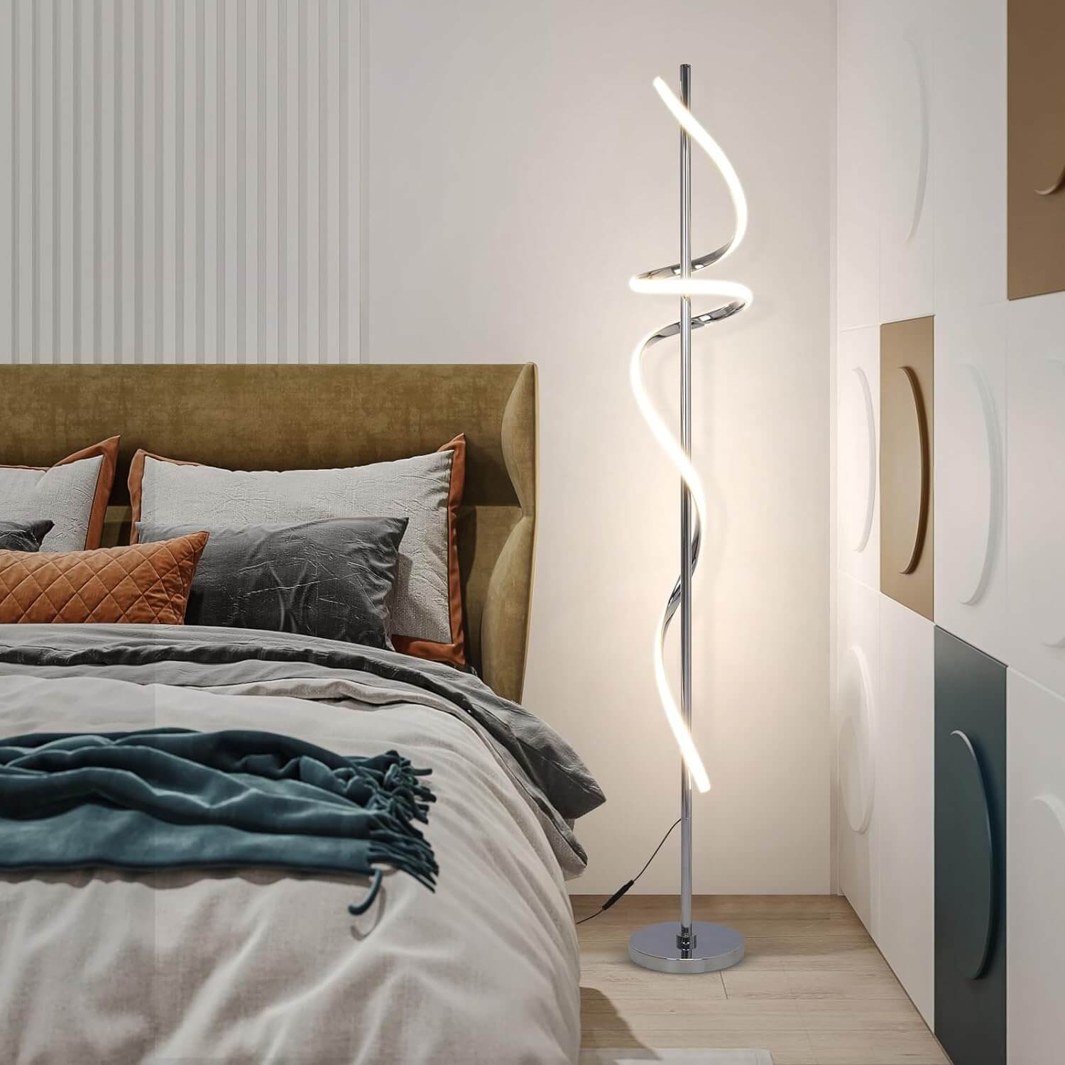 Modern Silver LED Standing Floor Lamp - HOCC