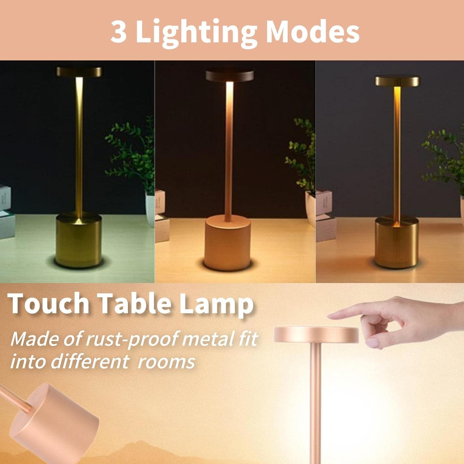 Touch Sensor Table Lamp 6000mAh Battery Operated Rose Gold - Buy Touch Sensor Table Lamp 6000mAh Battery Operated Rose Gold in Dubai - HOCC Dubai - Baby playground outdoor - Shop baby product - Shop Pet product - shop home decor and lighting in Dubai - HO