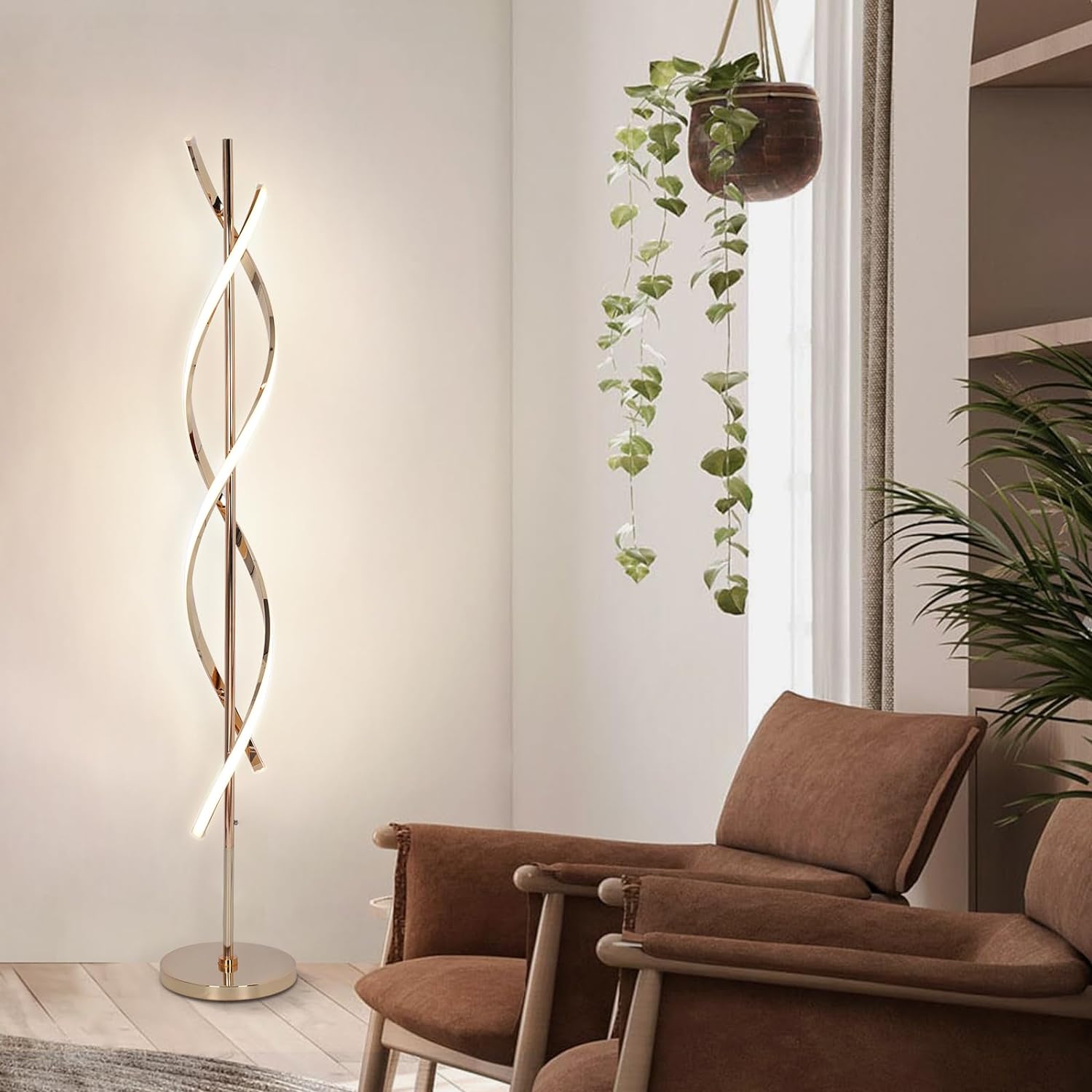 Spiral LED Floor Lamp DNA Style Gold - HOCC