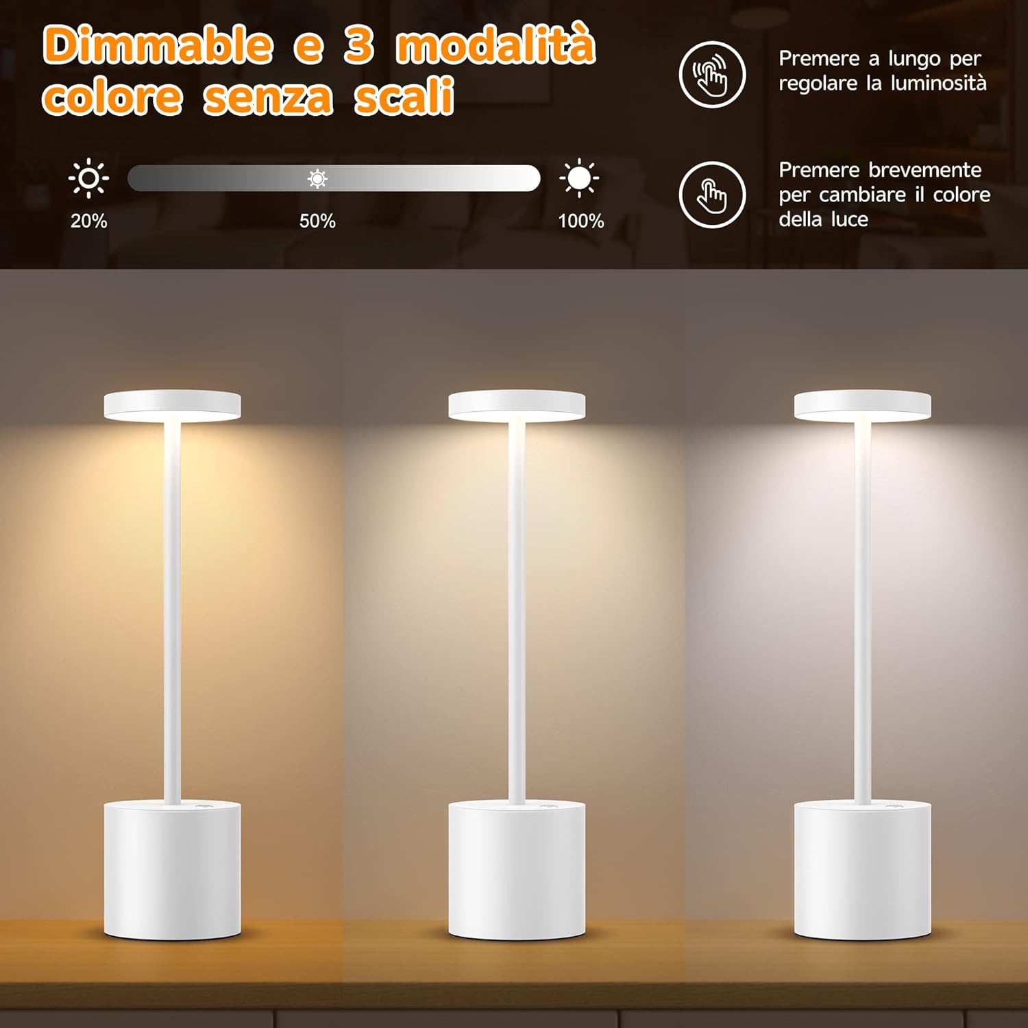 Touch Sensor Table Lamp White - HOCC