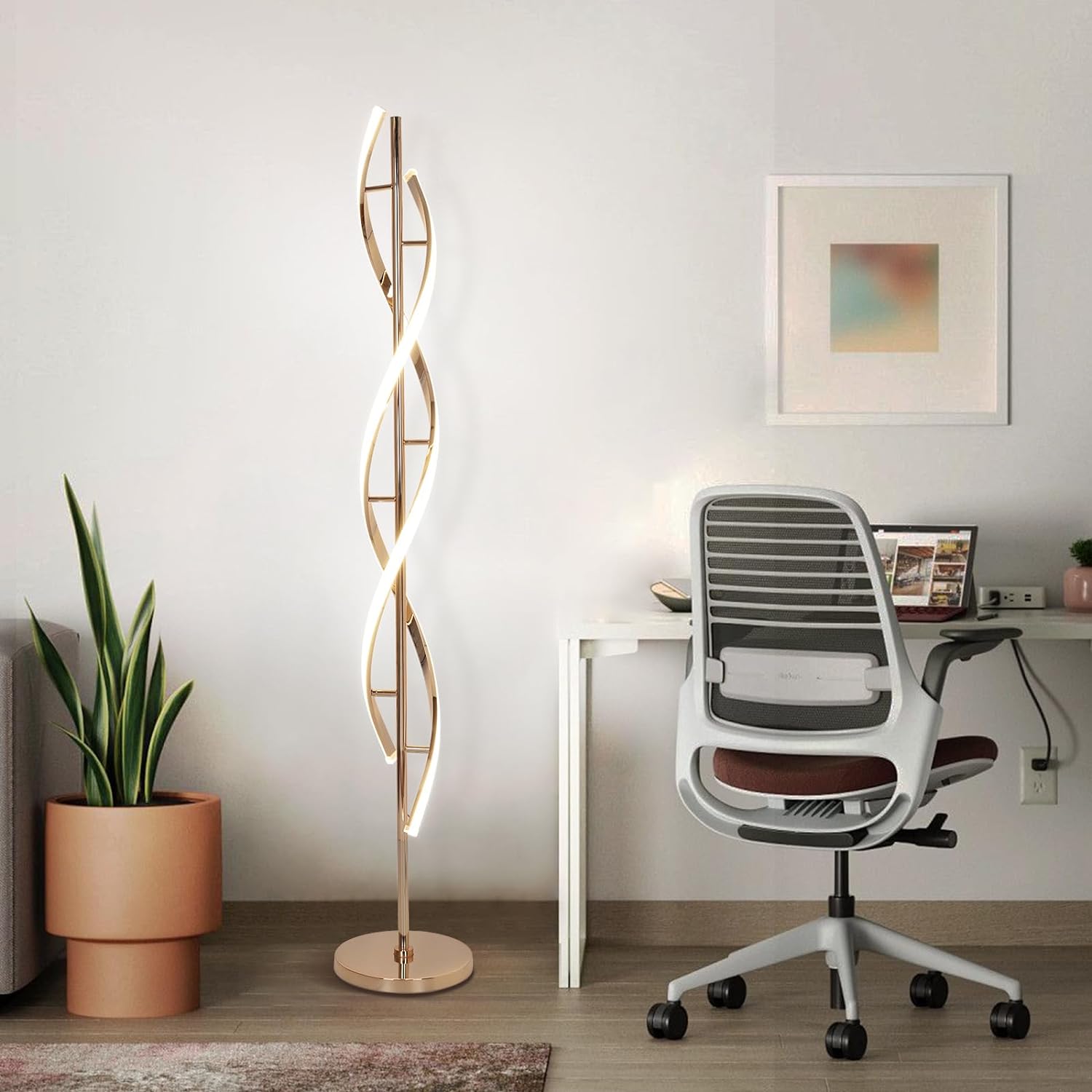 Spiral LED Floor Lamp DNA Style Gold - HOCC