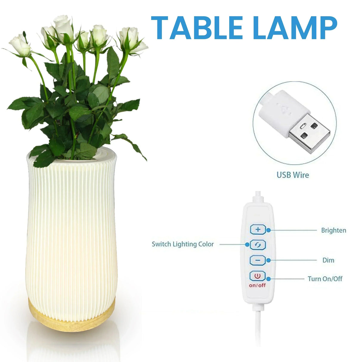 2 in 1 Table Lamp & Flower Vase - Line Design - HOCC