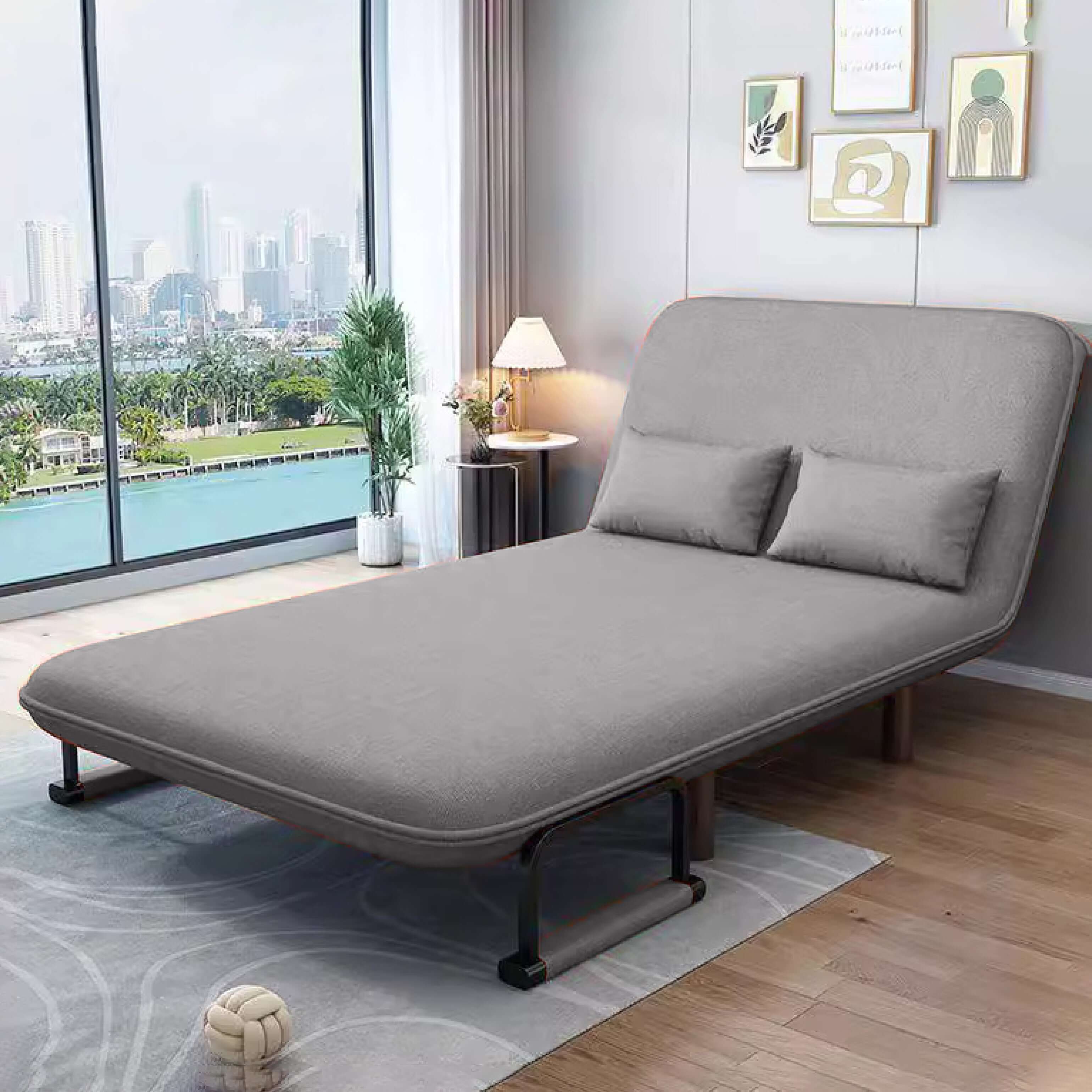 2-Seater Convertible Sofa Bed (Grey) - HOCC