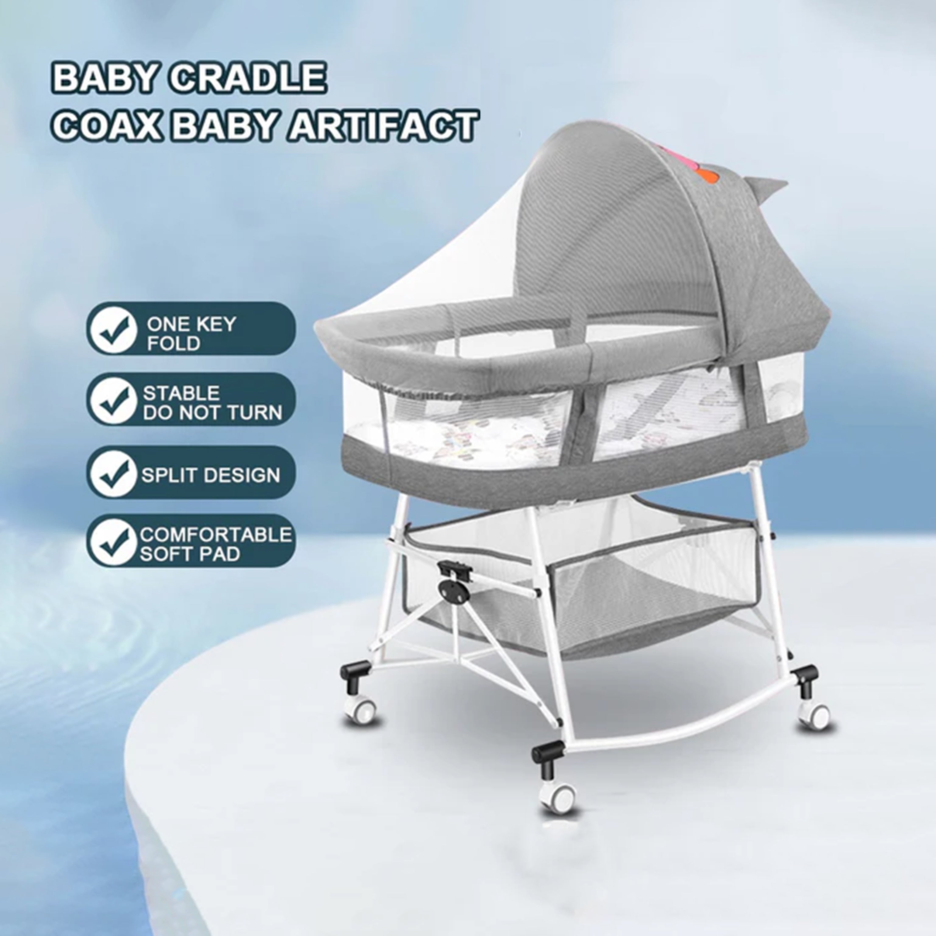 3 in 1 Portable Baby Sleeper Rocking Cradle Bed - HOCC