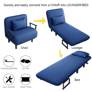 Convertible Sofa Bed Dark Blue