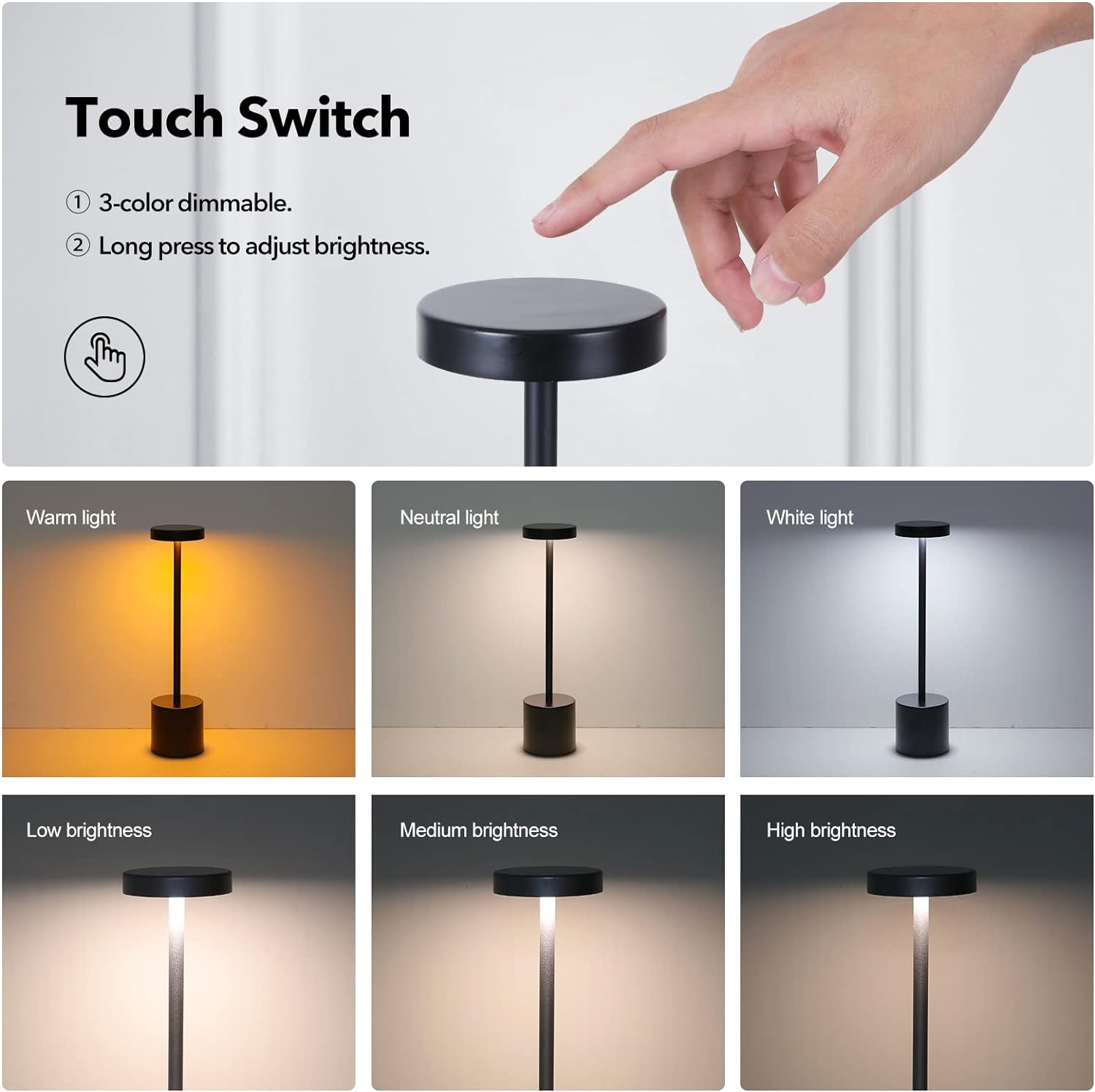 Touch Sensor Table Lamp Black - HOCC