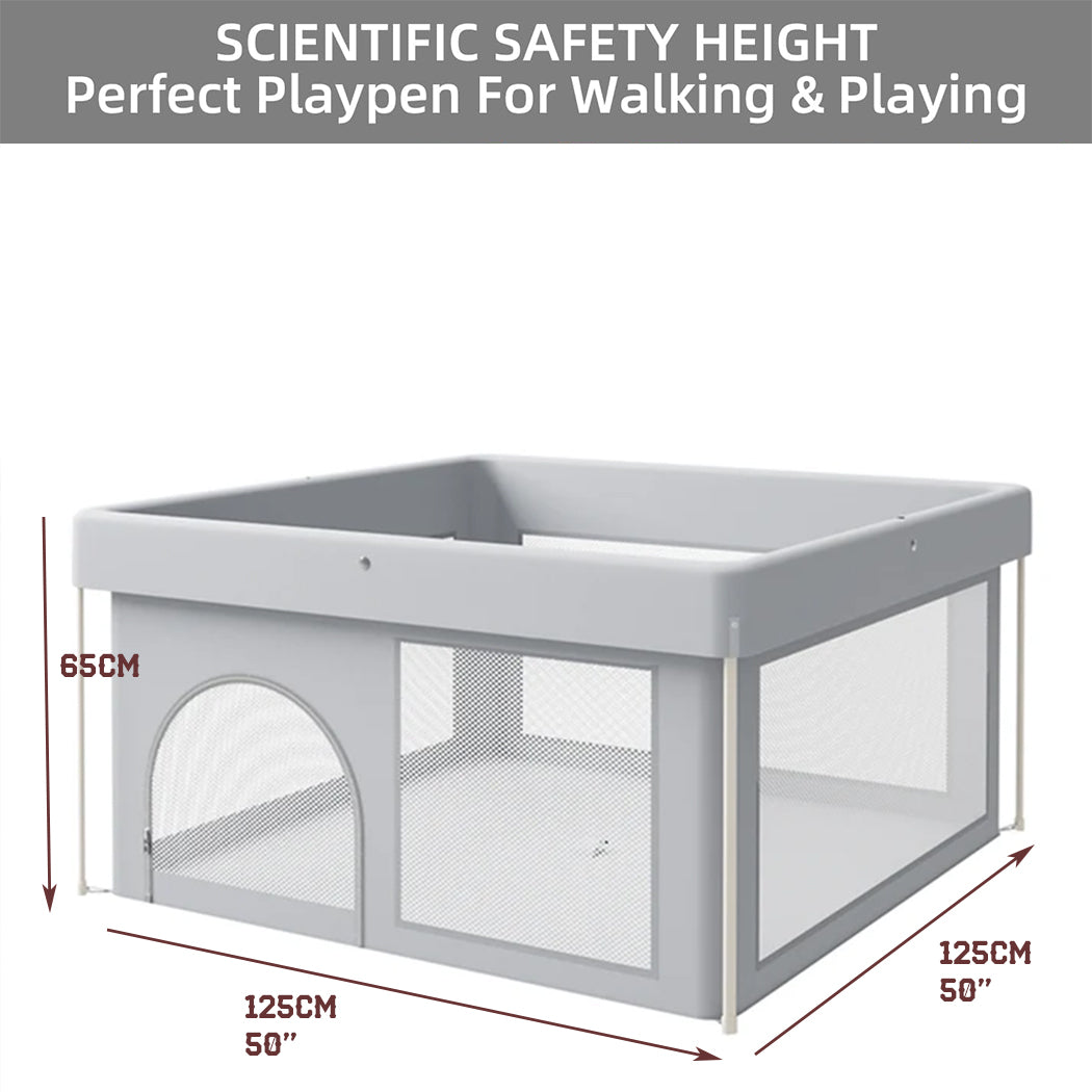 Indoor and Outdoor Foldable Baby Playpen 130cmx130cm for Babies and Toddler. Light weight, No Installation