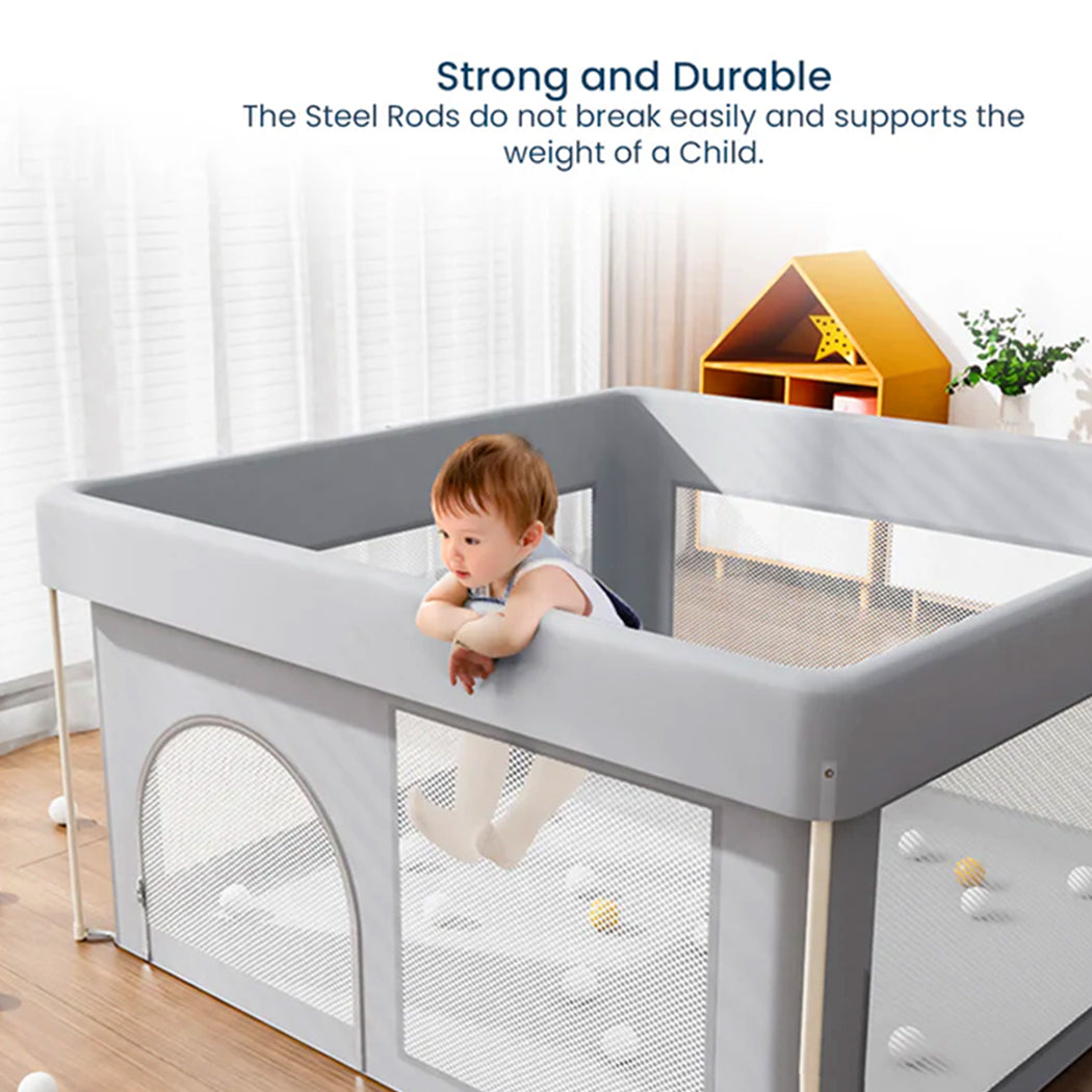 Indoor and Outdoor Foldable Baby Playpen 130cmx130cm for Babies and Toddler. Light weight, No Installation