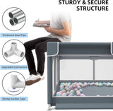 Portable Extra Large Baby Playpen with 50 PCS Ocean Balls -  79 x 63 Inches