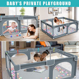 Portable Extra Large Baby Playpen with 50 PCS Ocean Balls -  79 x 63 Inches