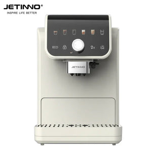 Jetinno white automatic espresso coffee machine with digital display and control knob