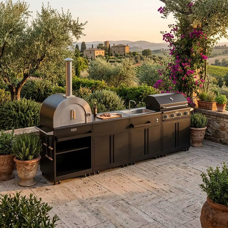 Thor Kitchen 4-Piece Modular Outdoor Kitchen Island - Black