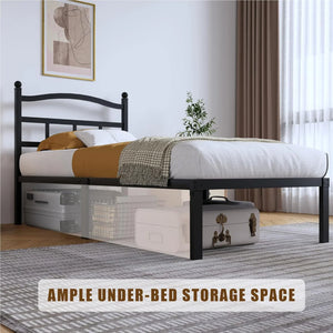 Modern black bed frame with ample under-bed storage in a bright, stylish bedroom, HOCC UAE.