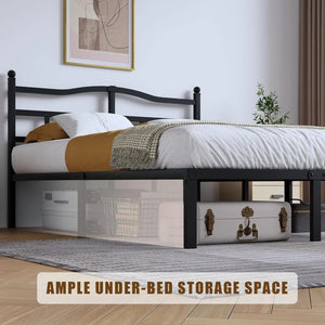 Modern black metal bed frame with ample under-bed storage in stylish bedroom, HOCC UAE