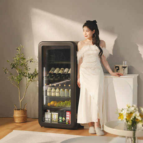 HCK Retro Wine & Beverage Cabinet AC-168DFS – Black