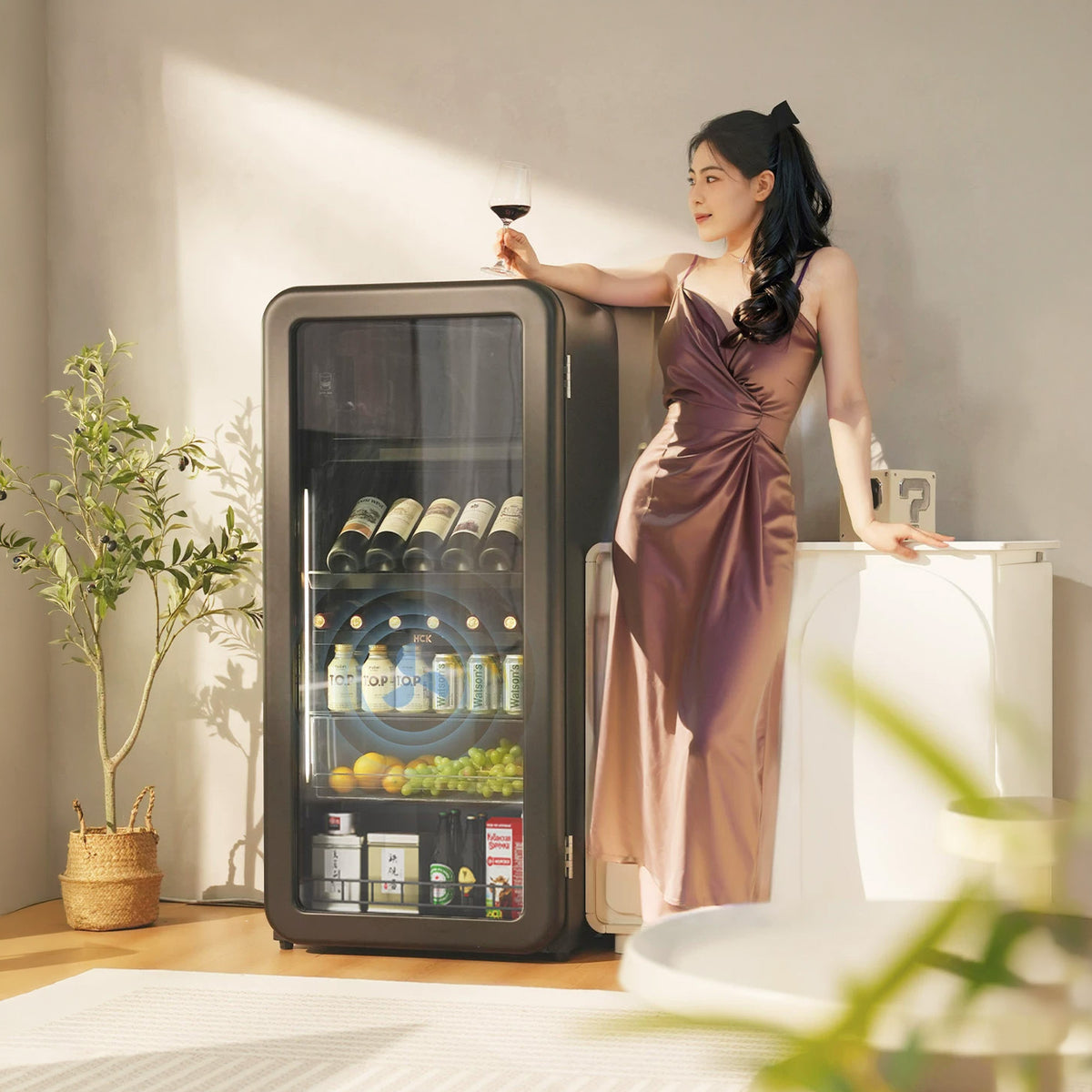 HCK Retro Wine & Beverage Cabinet AC-168DFS – Black