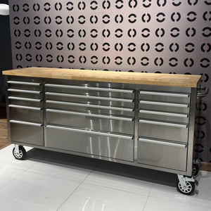 Thor 72 Inch 15-Drawer Mobile Workbench in Stainless Steel – Showroom Display Unit