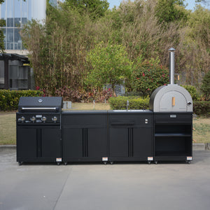 Thor Kitchen 4-Piece Modular Outdoor Kitchen Island - Black