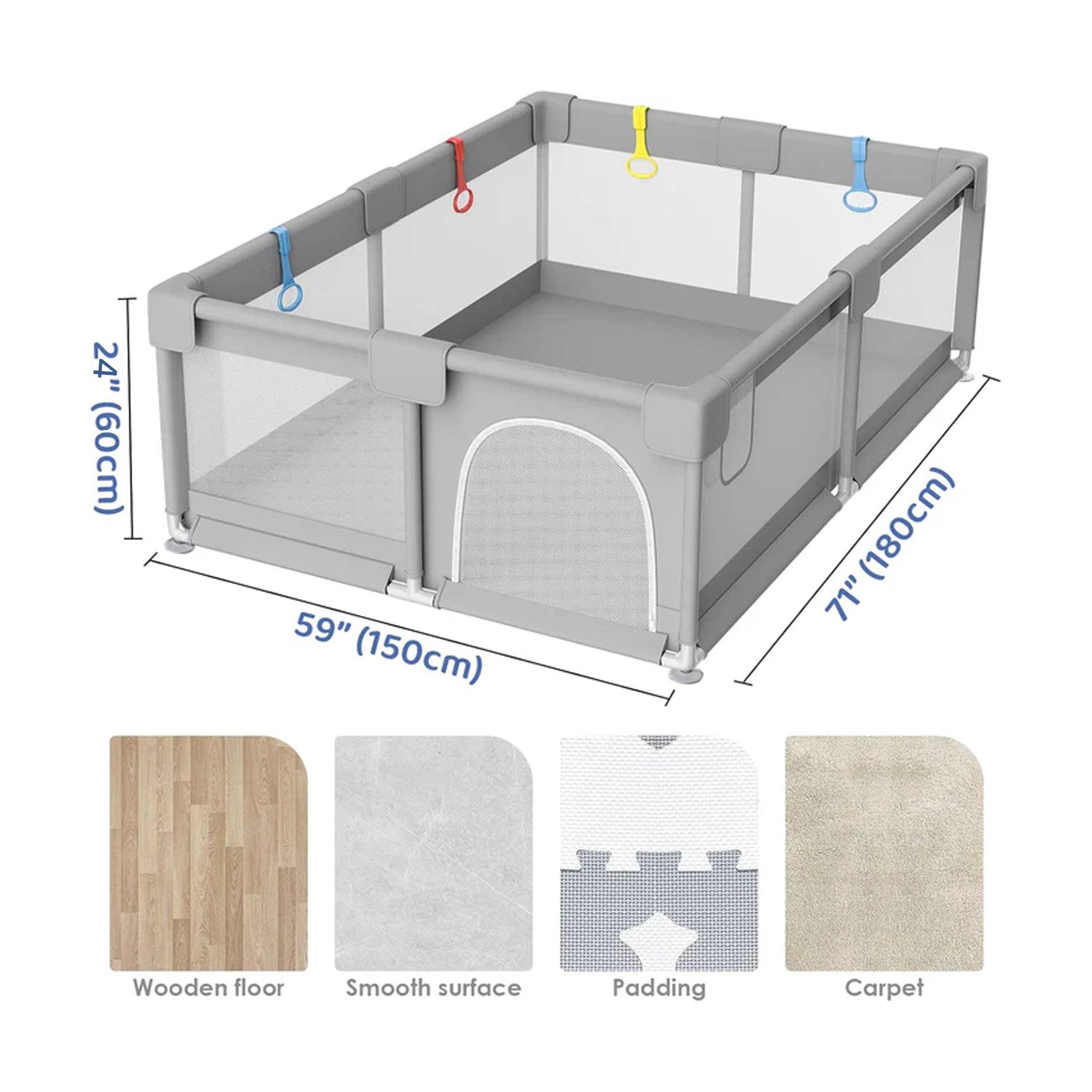 Indoor and Outdoor Baby Playpen with balls for Toddler - Activity Center with Anti-Slip Base, Sturdy Safety Play Yard with Soft Breathable Mesh - HOCC