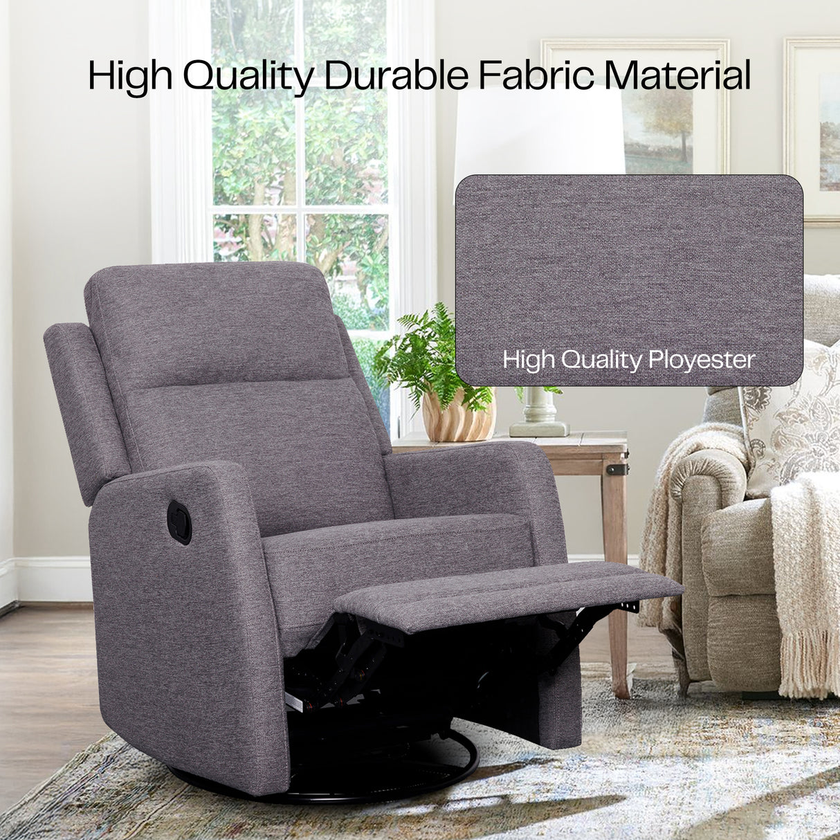 Diana Swivel + Rocker Recliner - Grey