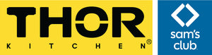 Thor Kitchen logo next to Sam's Club logo on yellow and blue backgrounds