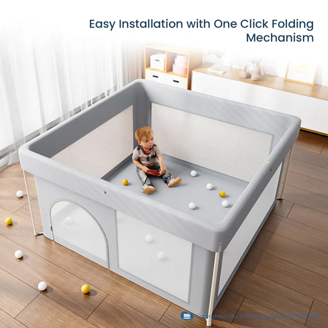 Indoor and Outdoor Foldable Baby Playpen 130cmx130cm for Babies and Toddler. Light weight, No Installation