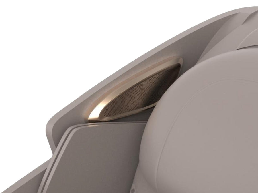 Bluetooth speaker grille beside the headrest