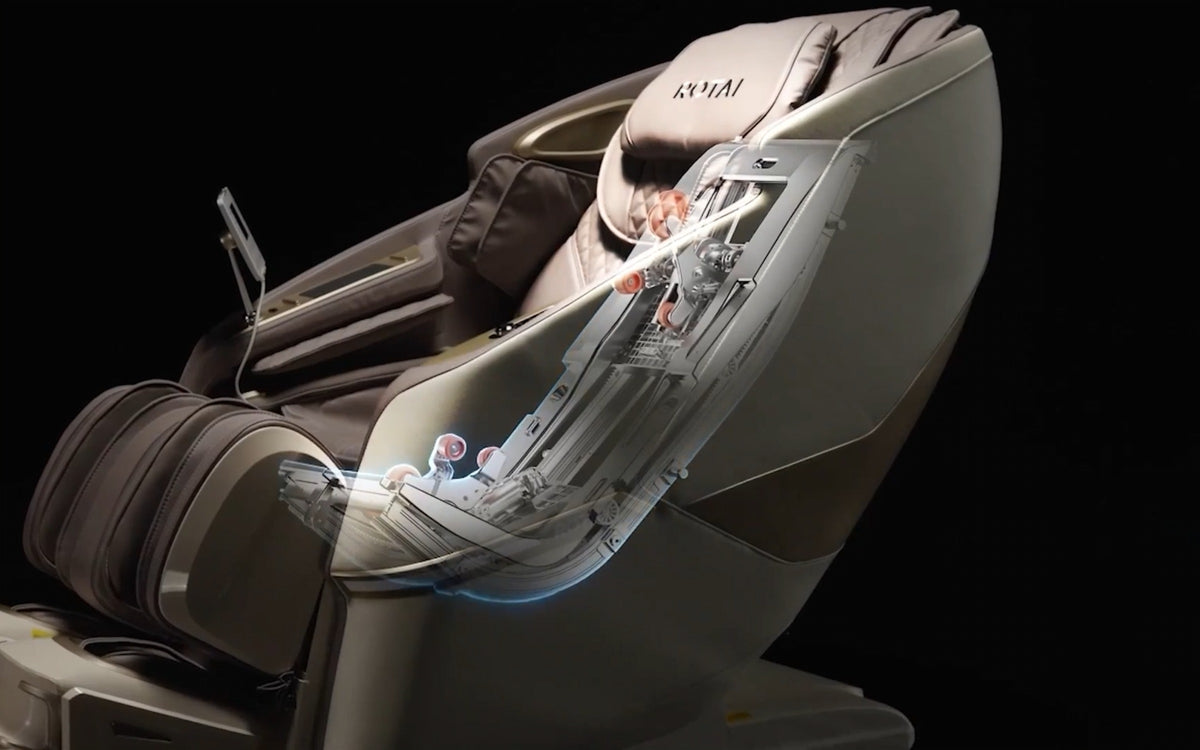 Cutaway showing the two massage mechanisms inside the backrest