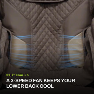 Waist air cooling blowing cool air across the lower back
