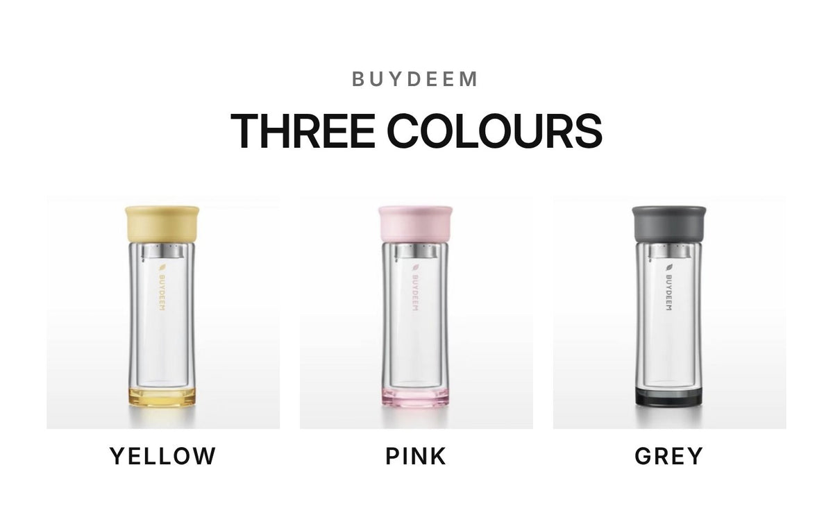 BUYDEEM Glass Tea Tumbler with Titanium Infuser 300ml