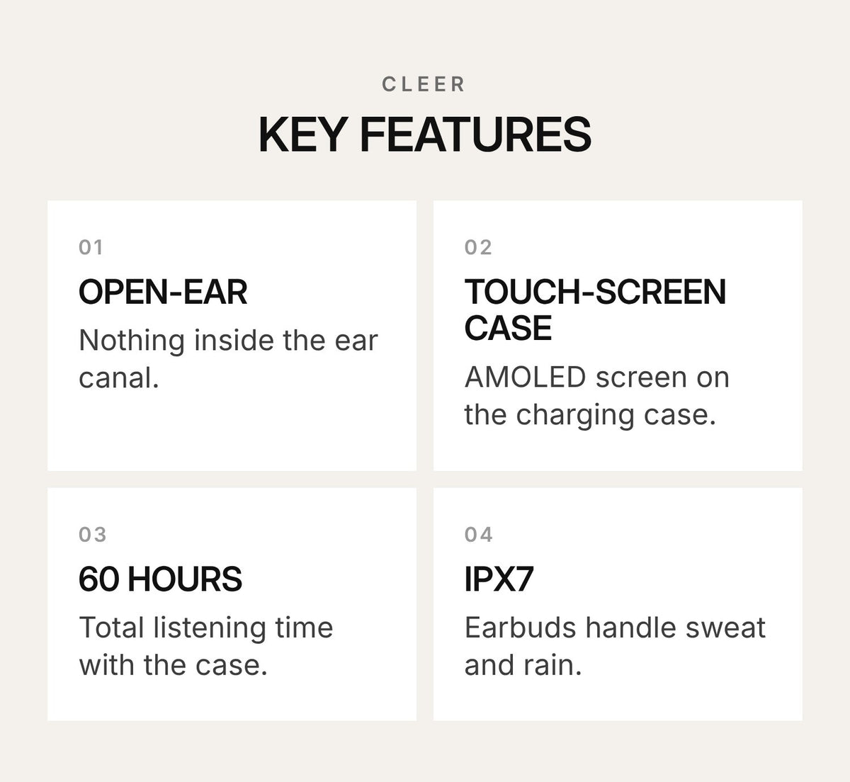 Cleer ARC 5 Open-Ear Wireless Earbuds – highlights: features