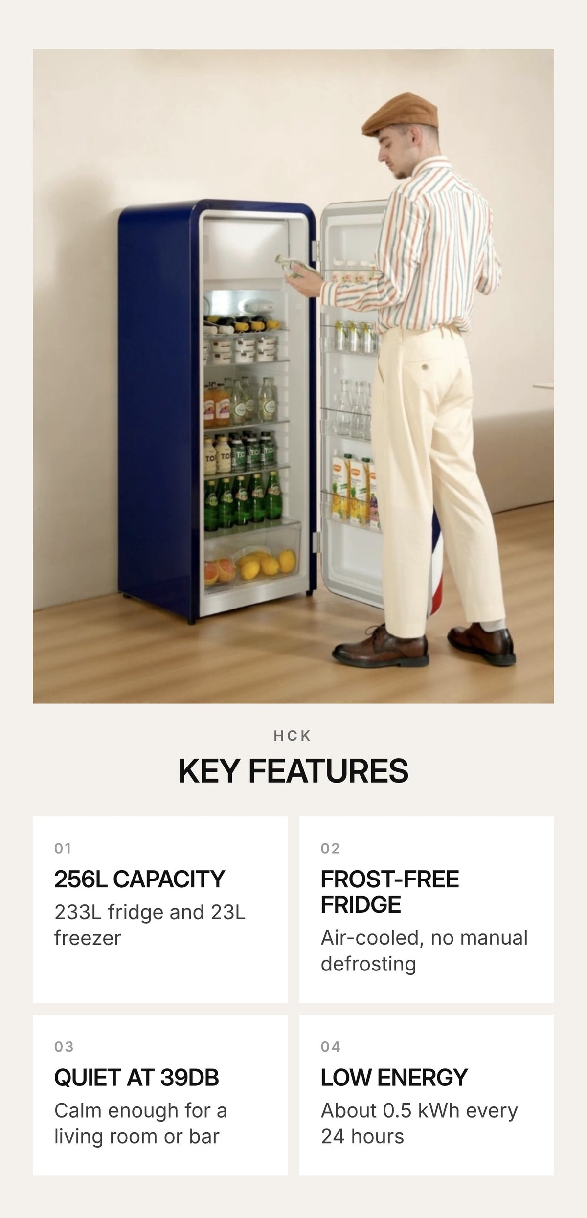 HCK Retro Union Jack Refrigerator RC-330D-FS – 256L
